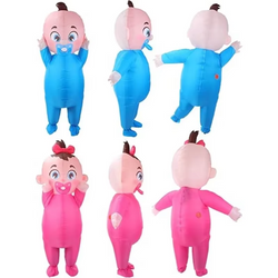 2-Pack Giant Baby Inflatable Costumes for Adults | Pink & Blue Outfits