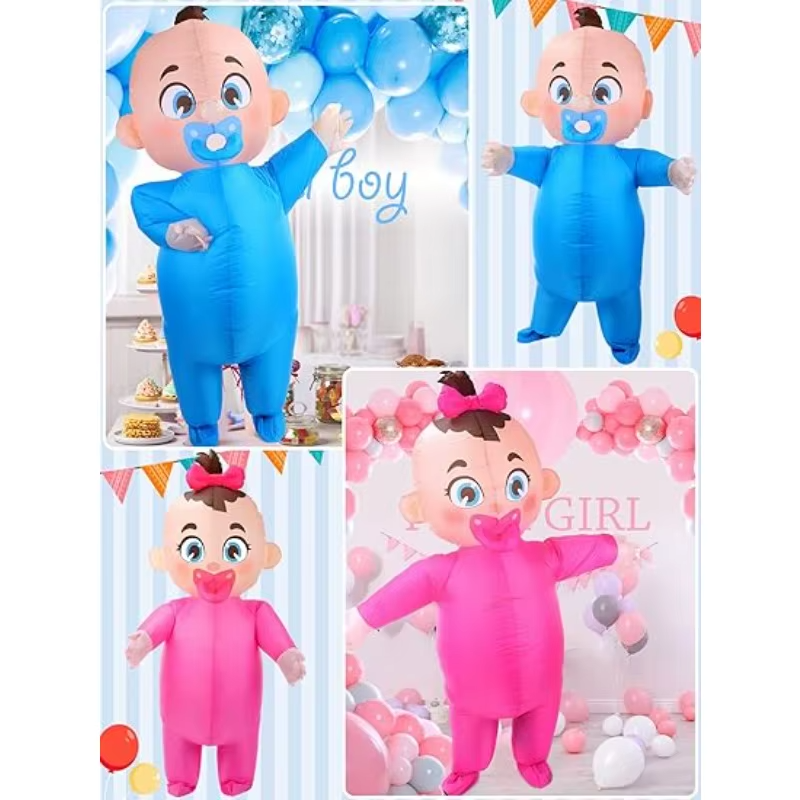 2-Pack Giant Baby Inflatable Costumes for Adults | Pink & Blue Outfits