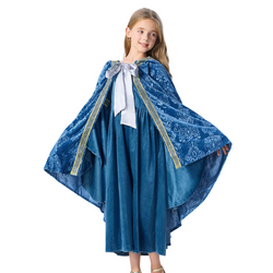 Girls Medieval Princess Dress & Hooded Cloak Set | Elf Queen Costume