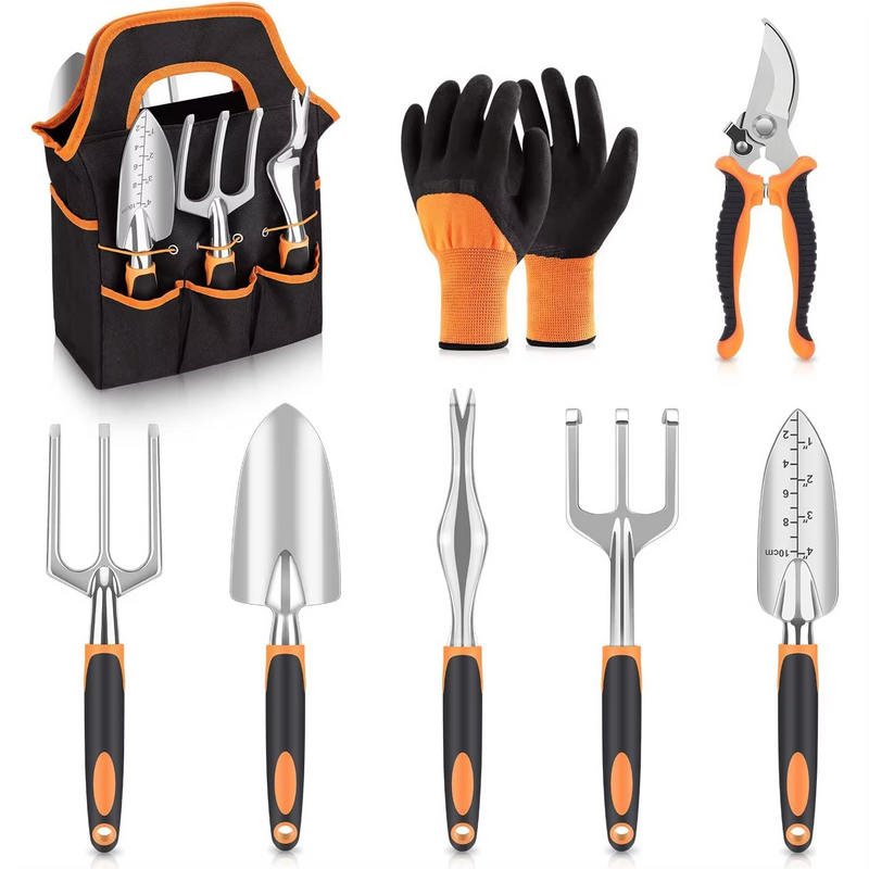 8-Piece Ergonomic Garden Tool Set with Storage Tote | Complete Kit