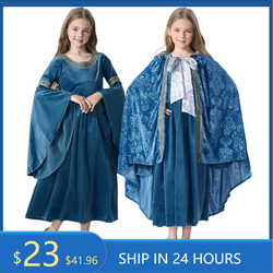 Girls Medieval Princess Dress & Hooded Cloak Set | Elf Queen Costume