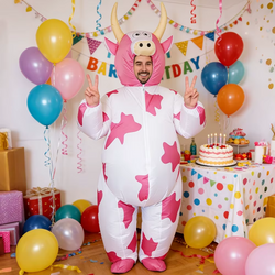 Hilarious Inflatable Pink Cow Costume | Funny Party & Festival Outfit