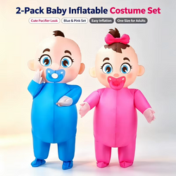 2-Pack Giant Baby Inflatable Costumes for Adults | Pink & Blue Outfits