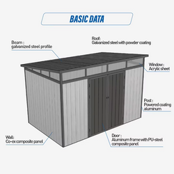 D2833 Waterproof Outdoor Storage Shed (3m x 3m) | Metal & Wood