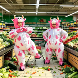Hilarious Inflatable Pink Cow Costume | Funny Party & Festival Outfit