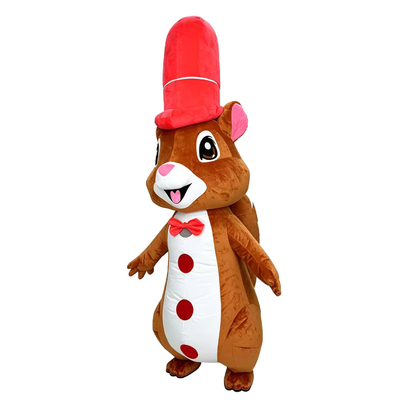 Giant Inflatable Red Hat Squirrel Mascot Costume | Christmas & Halloween